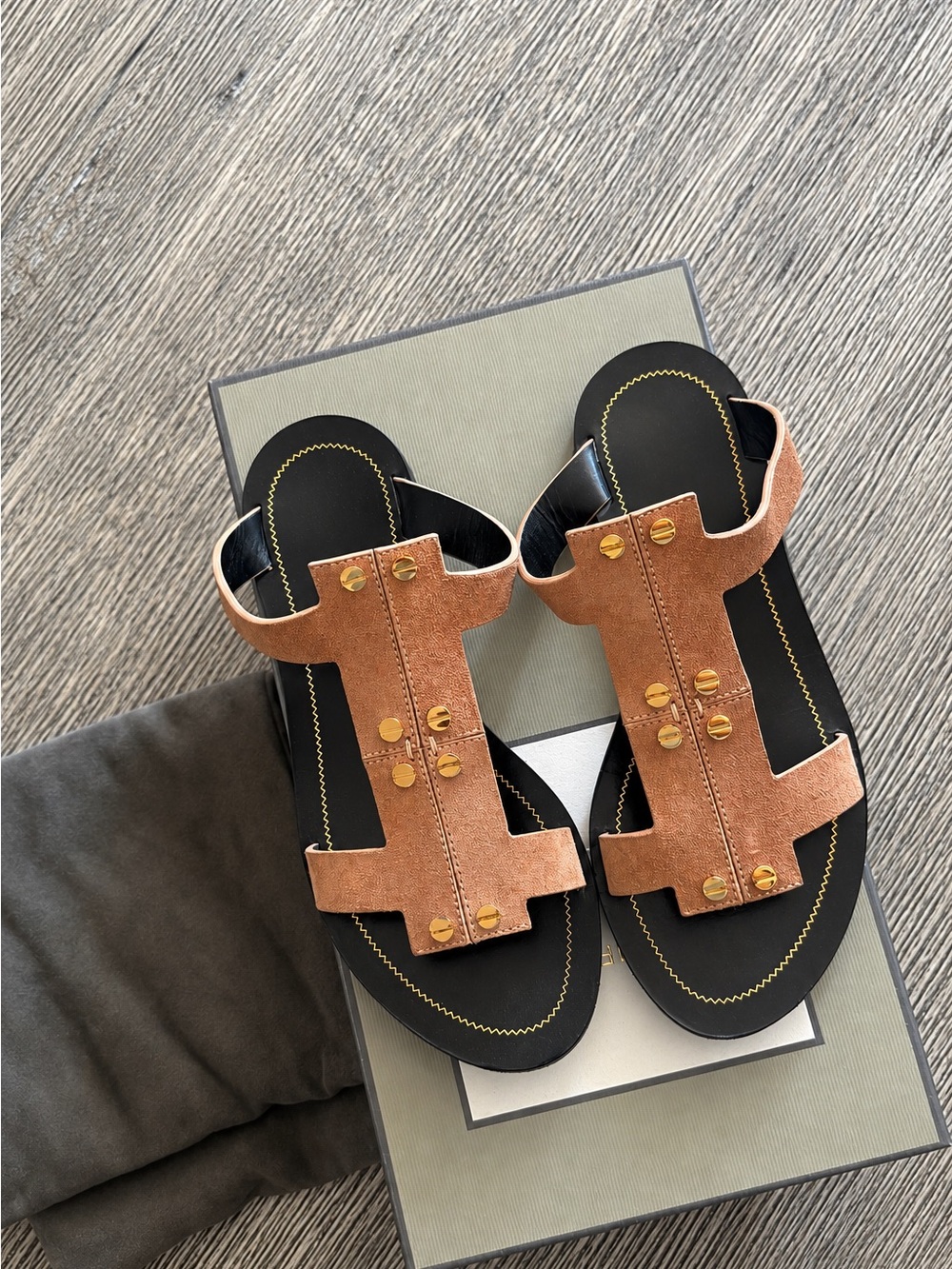 Tom Ford Suede T-strap Slide Sandals in Tan